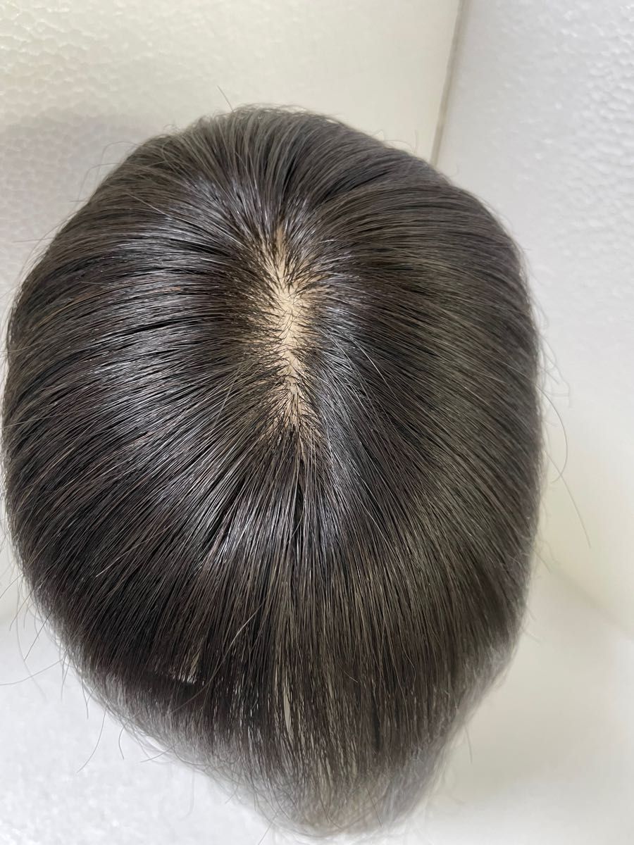 人毛100%部分ウィッグ ヘアピース I型つむじ総手植え二重引き抜き超
