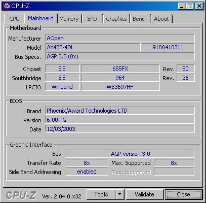 AOPEN AX45F-4DL (SiS 655FX) Socket478 ATX * condenser deterioration . taste *