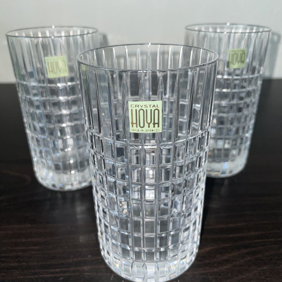 即決！未使用■HOYA クリスタル　高級　タンブラーグラス 3個セット■切子　グラス　長期保存品