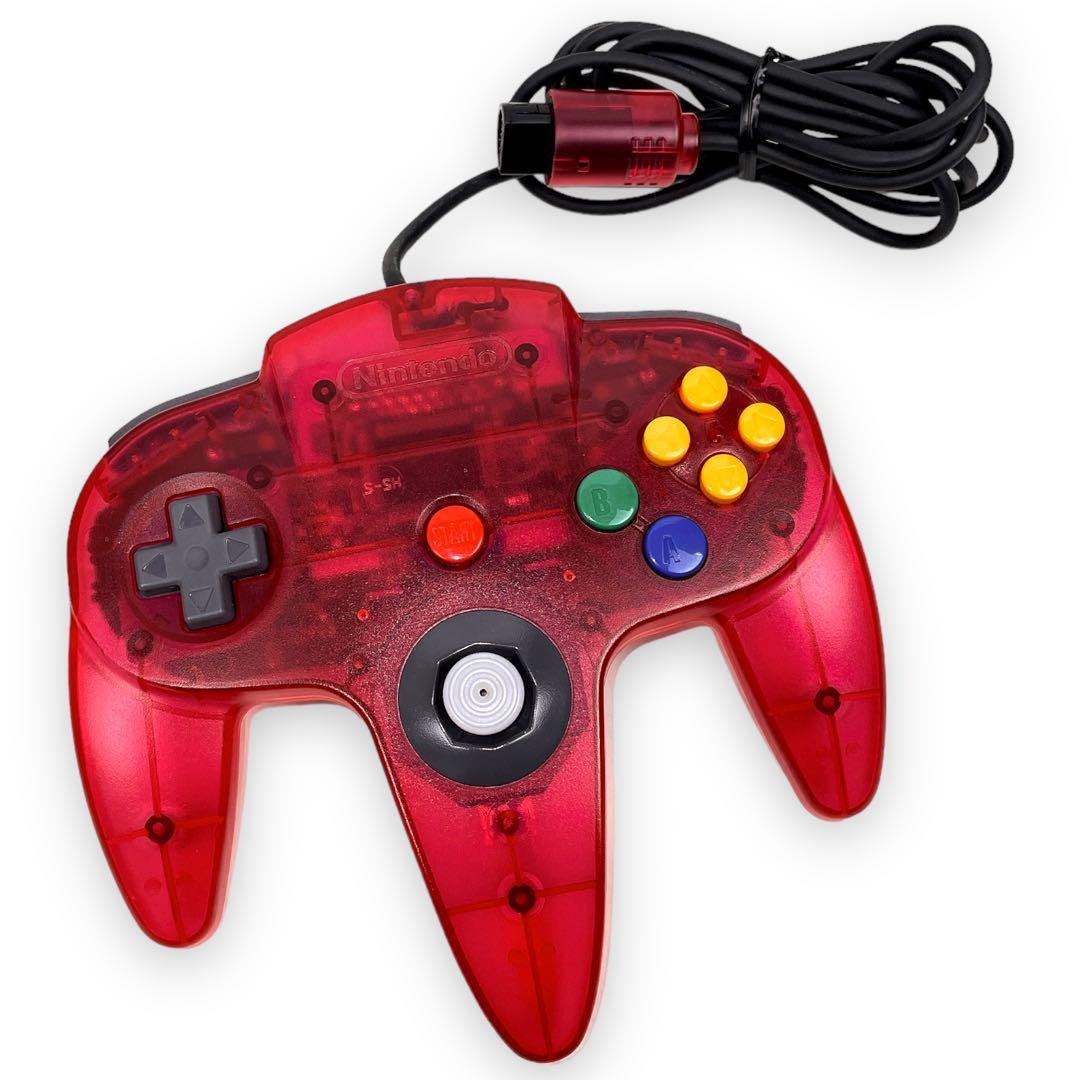 レア ほぼ未使用 超美品 64 本体 ロクヨン クリアレッド ゲーム 完品 希少-