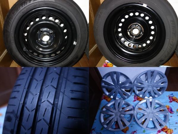 【2021年製バリ溝/直接受渡し可】ホンダ フィットe:HEV HOME 純正ホイール &タイヤ 185/60R15 4本セット　_タイヤ①