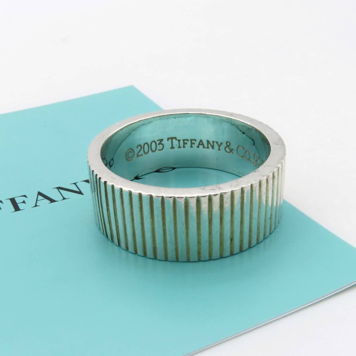 【送料無料】 極希少 美品 Tiffany&Co. ティファニー ストライプ シルバー リング 指輪 16.5号 SV925 メンズ MH9