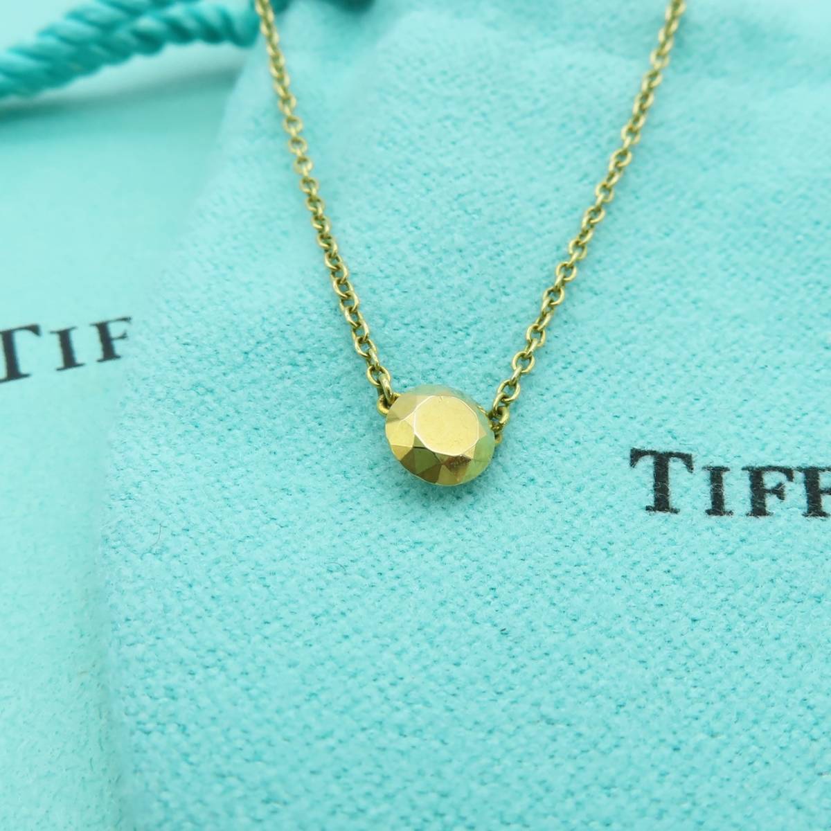 【送料無料】 極希少 美品 Tiffany&Co. ティファニー ダイヤモンド カット デザイン イエローゴールド ネックレス K18 JH21