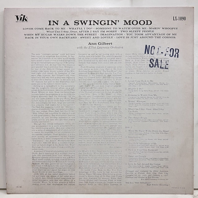 ●即決VOCAL LP Ann Gilbert / in a Swingin Mood jjv4212 米オリジナル、Dg Mono アン・ギルバート _画像4