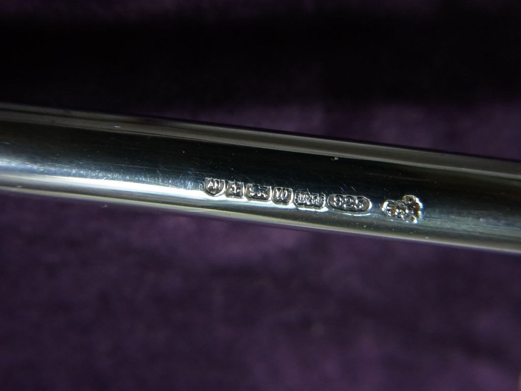 イギリス製 SILVER 925 シルバー 銀製 ゴルフマーカー & ペグ（片方ペンシル付）3点セット,ケース入/USED_画像6