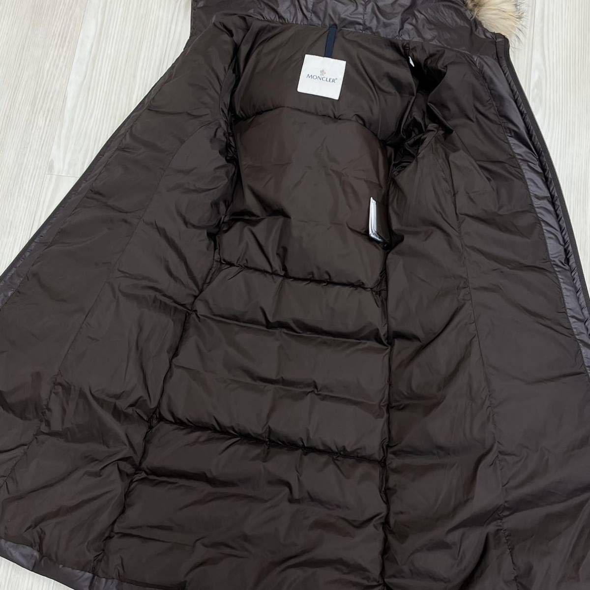 国内正規品 MONCLER モンクレール NANTESFUR ラクーンファー フード ベルト付き ダウンコート レディース 49990-20-54062