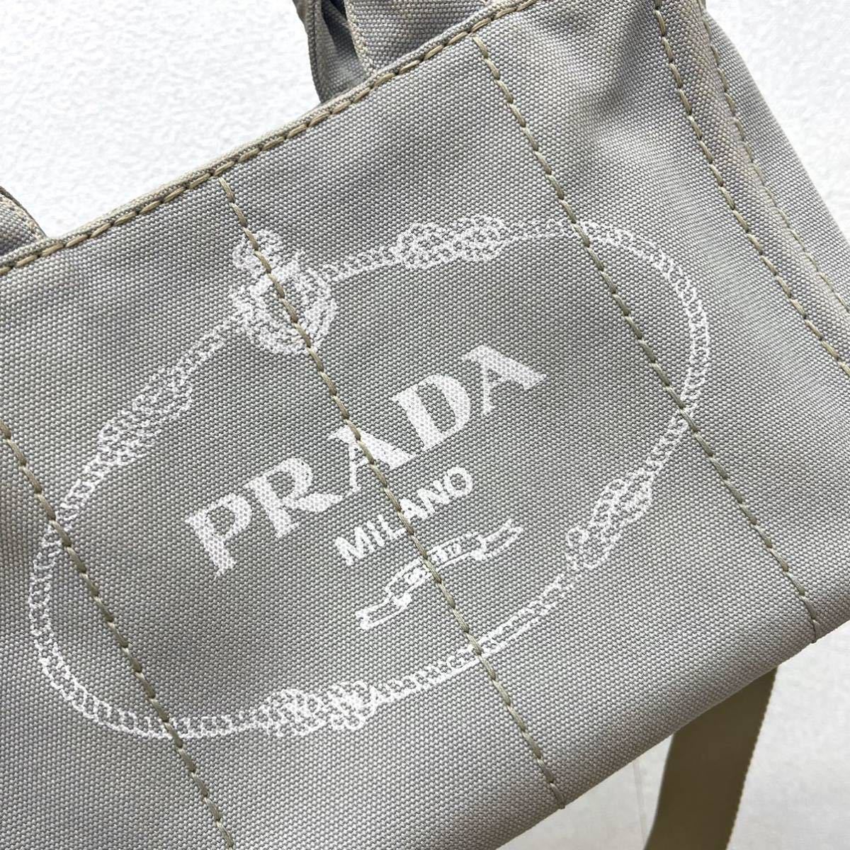 PRADA プラダ CANAPA mini カナパ ミニ 三角ロゴプレート ロゴ キャンバス 2way ショルダー トートバッグ_画像3