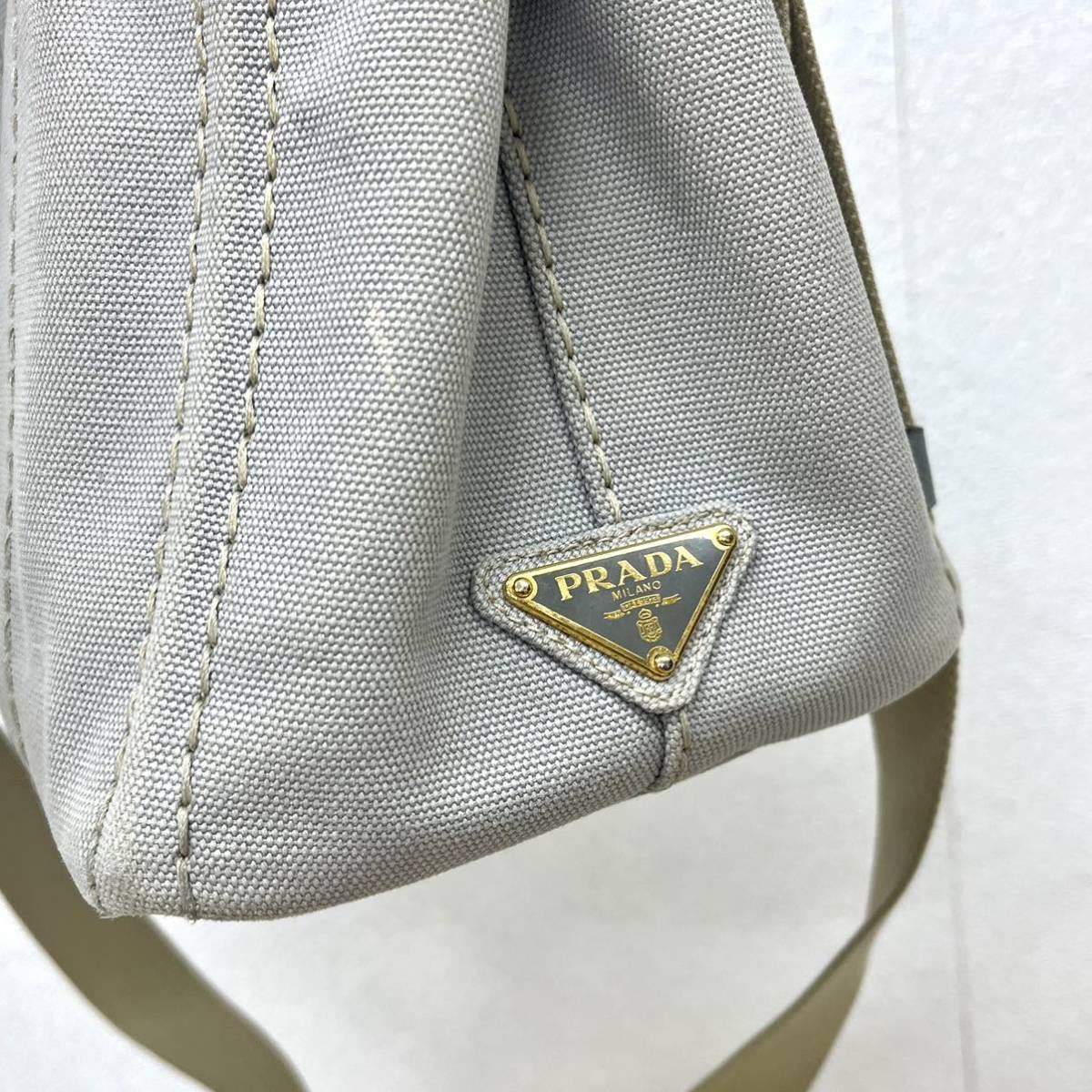 PRADA プラダ CANAPA mini カナパ ミニ 三角ロゴプレート ロゴ キャンバス 2way ショルダー トートバッグ_画像8