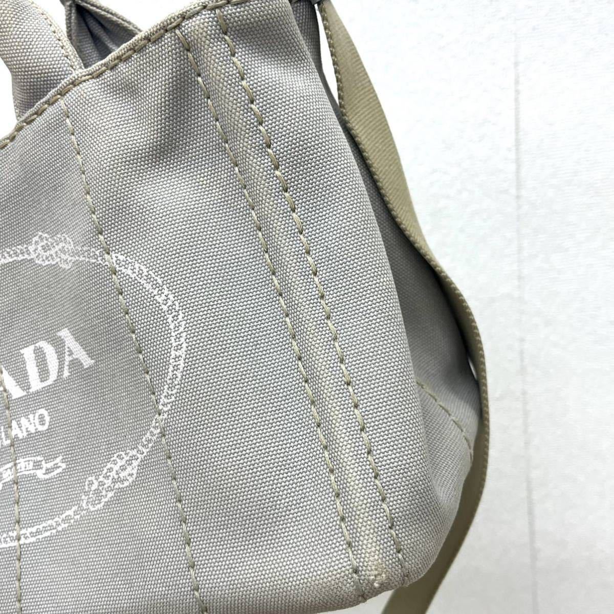 PRADA プラダ CANAPA mini カナパ ミニ 三角ロゴプレート ロゴ キャンバス 2way ショルダー トートバッグ