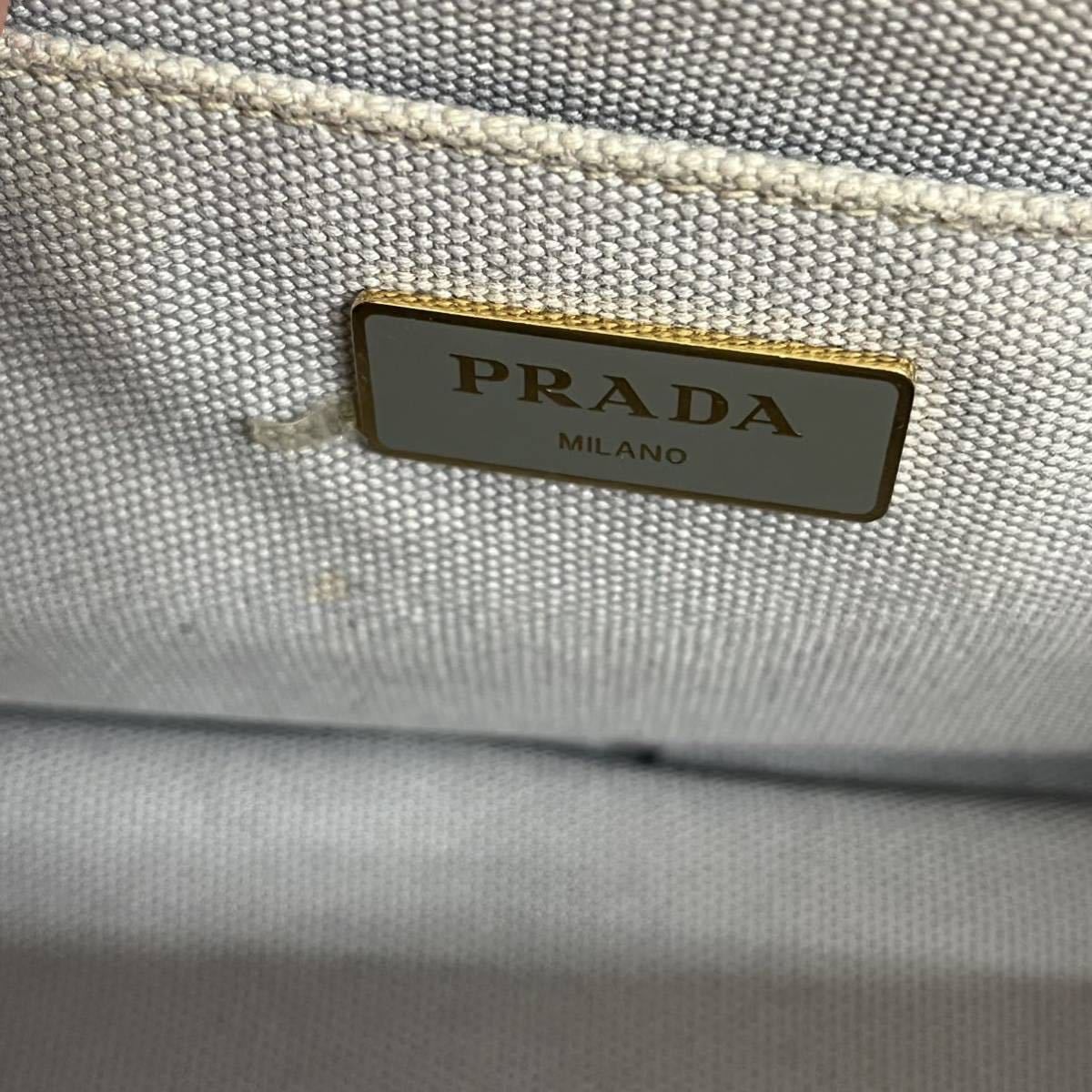 PRADA プラダ CANAPA mini カナパ ミニ 三角ロゴプレート ロゴ キャンバス 2way ショルダー トートバッグ_画像10