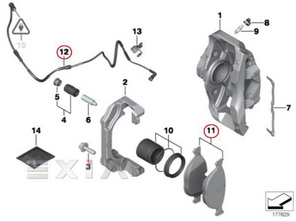 BMW F10 F11 F06 F12 F13 front brake pad + brake pad sensor 528i 535i 550i 640i 34116850885 34116775314 34356791958