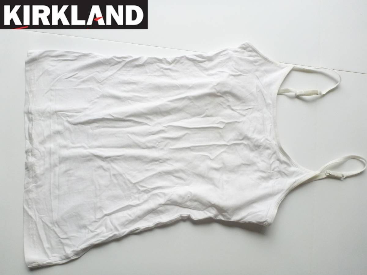  new goods KIRKLAND car Clan do* white white . origin is 2 -ply structure feel of. is good feeling of quality stretch shoulder cord adjustment possibility camisole S