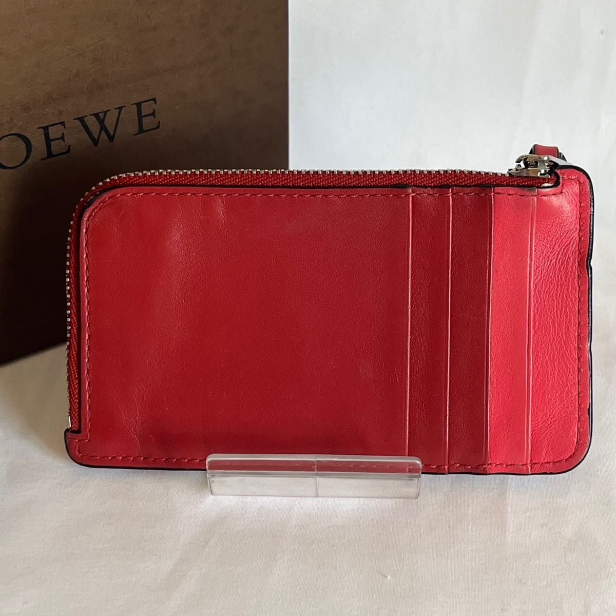 【レア　日本未入荷】ロエベ　LOEWE バイカラー　コインケース　カードホルダー ラウンドファスナー　レザー　 ミニウォレット