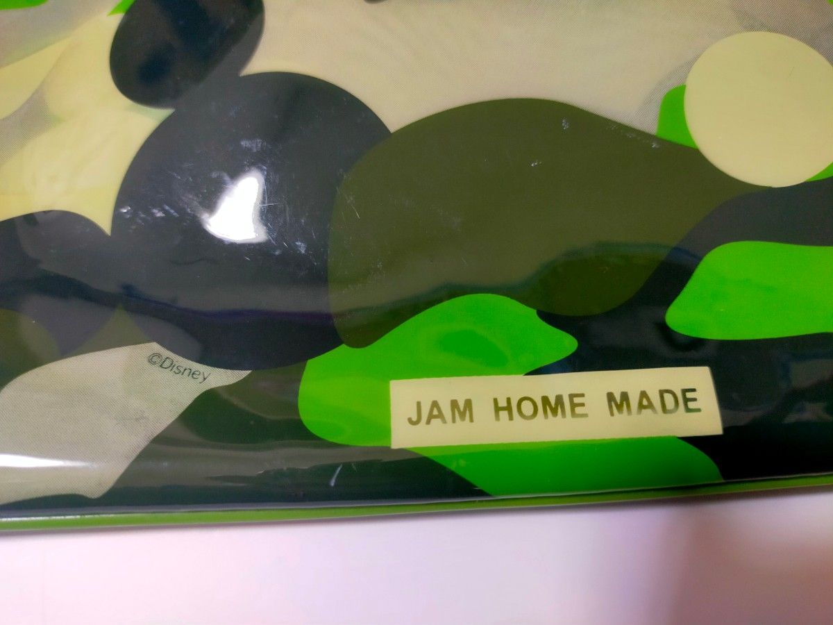 Disney×JAM HOME MADE ビニールポーチ 27×26cm カーキ グリーン 送料無料 匿名配送