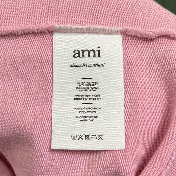 新品】ami ビッグハート ハーフジップ スウェット トレーナー ピンク XL-