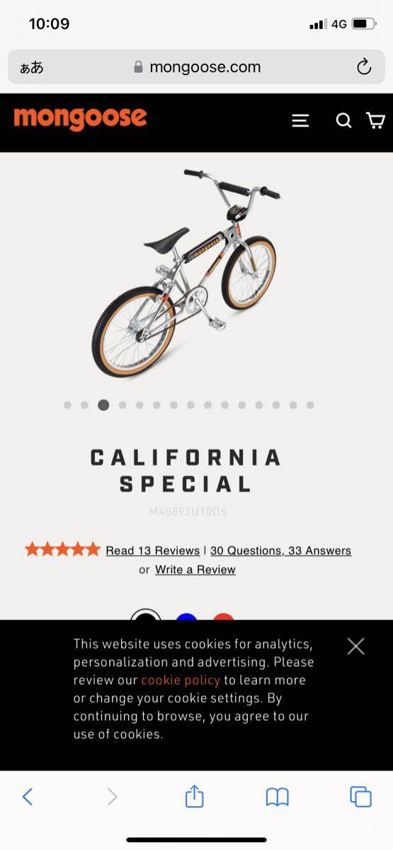① 未開封 mongoose マングース California special bmx old School
