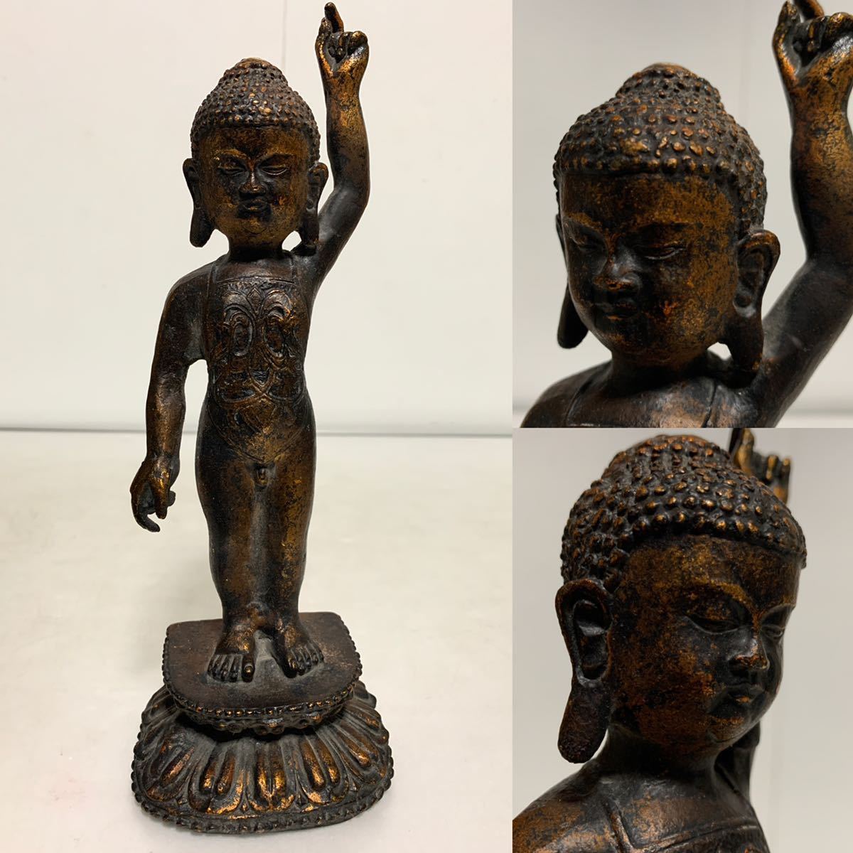 最安値 仏教美術 銅製 釈迦 誕生仏 仏像 約26㎝ 金属工芸 - genux.dk