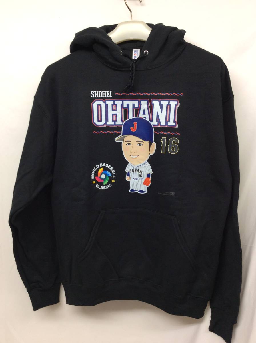 即配送 新品 未使用 侍ジャパン WBC イラストパーカー 大谷翔平 ワンサイズ Lサイズ 黒 WORLD BASEBALL CLASSIC 16  OHTANI アニメ