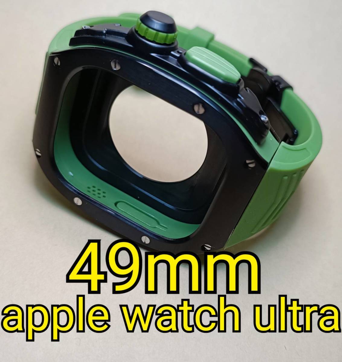 黒緑 ラバー 49mm apple watch ultra アップルウォッチウルトラ メタル ケース ステンレス カスタム golden concept ゴールデンコンセプト _画像1