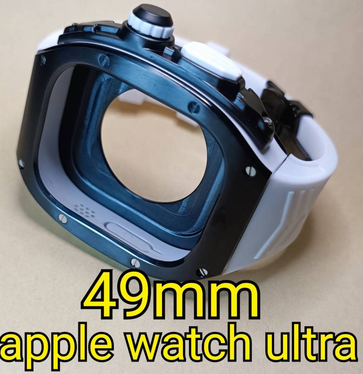 黒白 ラバー 49mm apple watch ultra アップルウォッチウルトラ メタル ケース ステンレス カスタム golden concept ゴールデンコンセプト _画像1