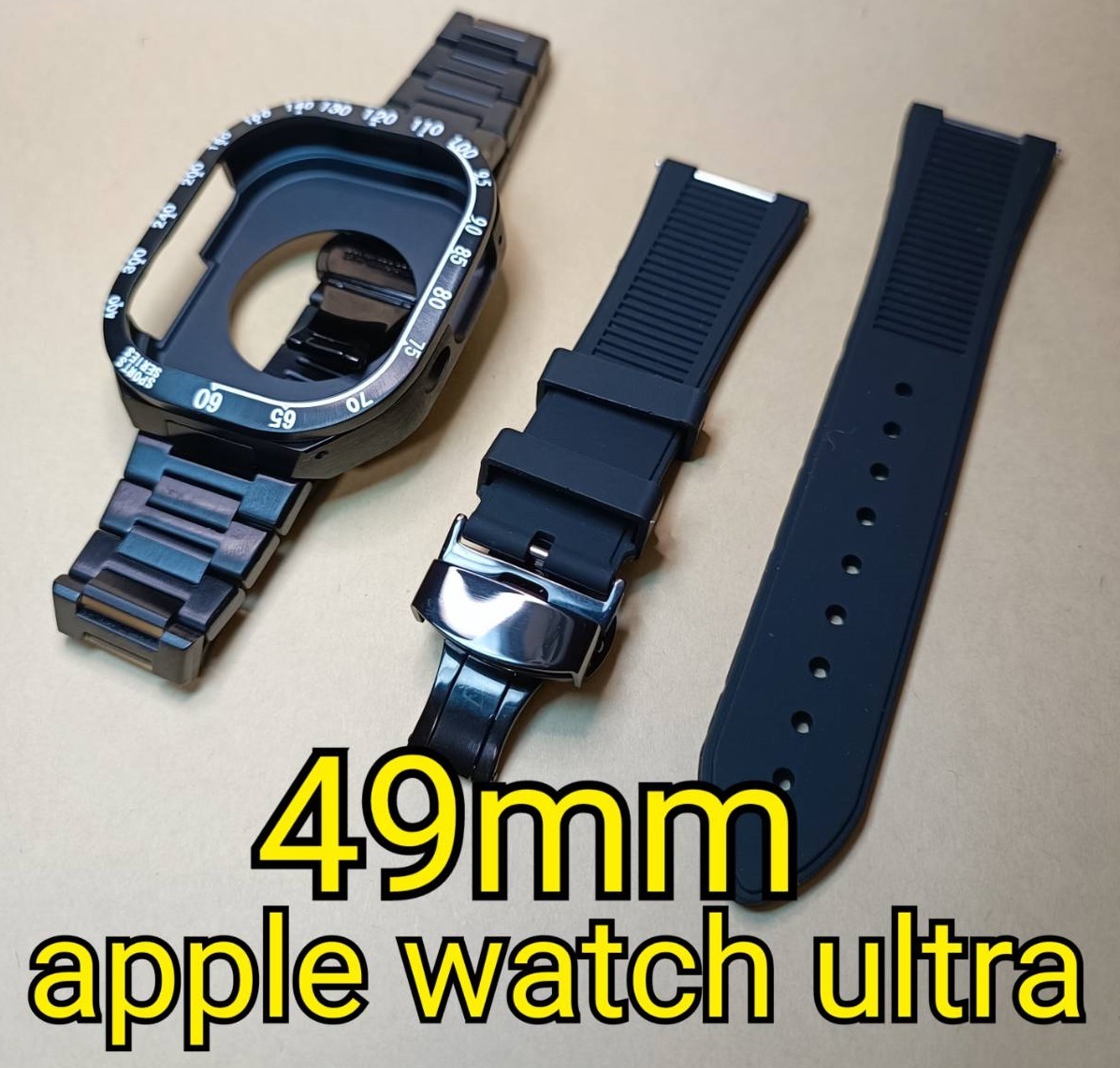 黒セット 49mm apple watch ultra アップルウォッチウルトラ ケース メタル ステンレス カスタム golden concept ゴールデンコンセプト