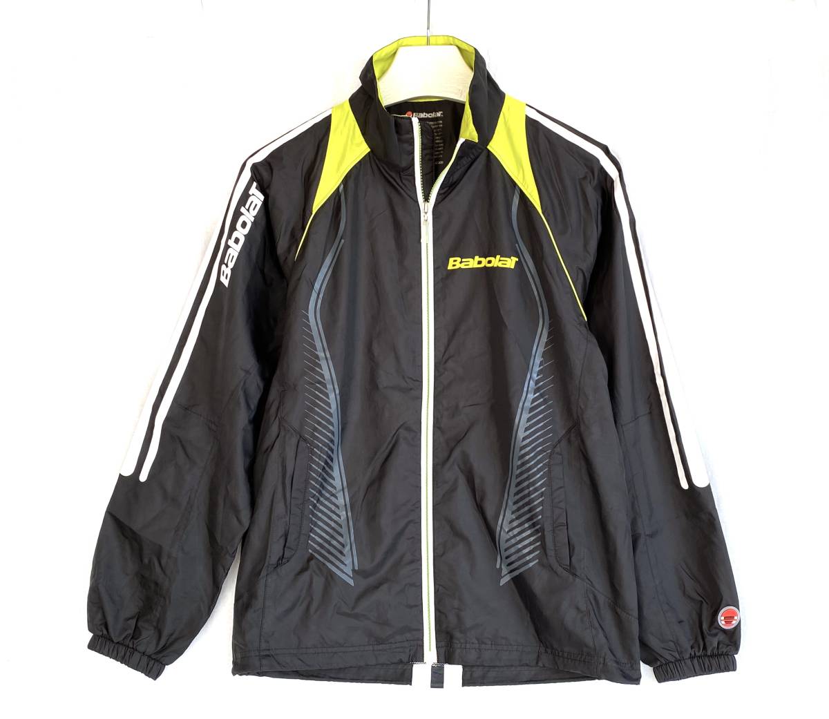  beautiful goods BabolaT Babolat nylon jacket men's S black neon sleeve Logo print full Zip high‐necked Descente tennis outer light weight D463