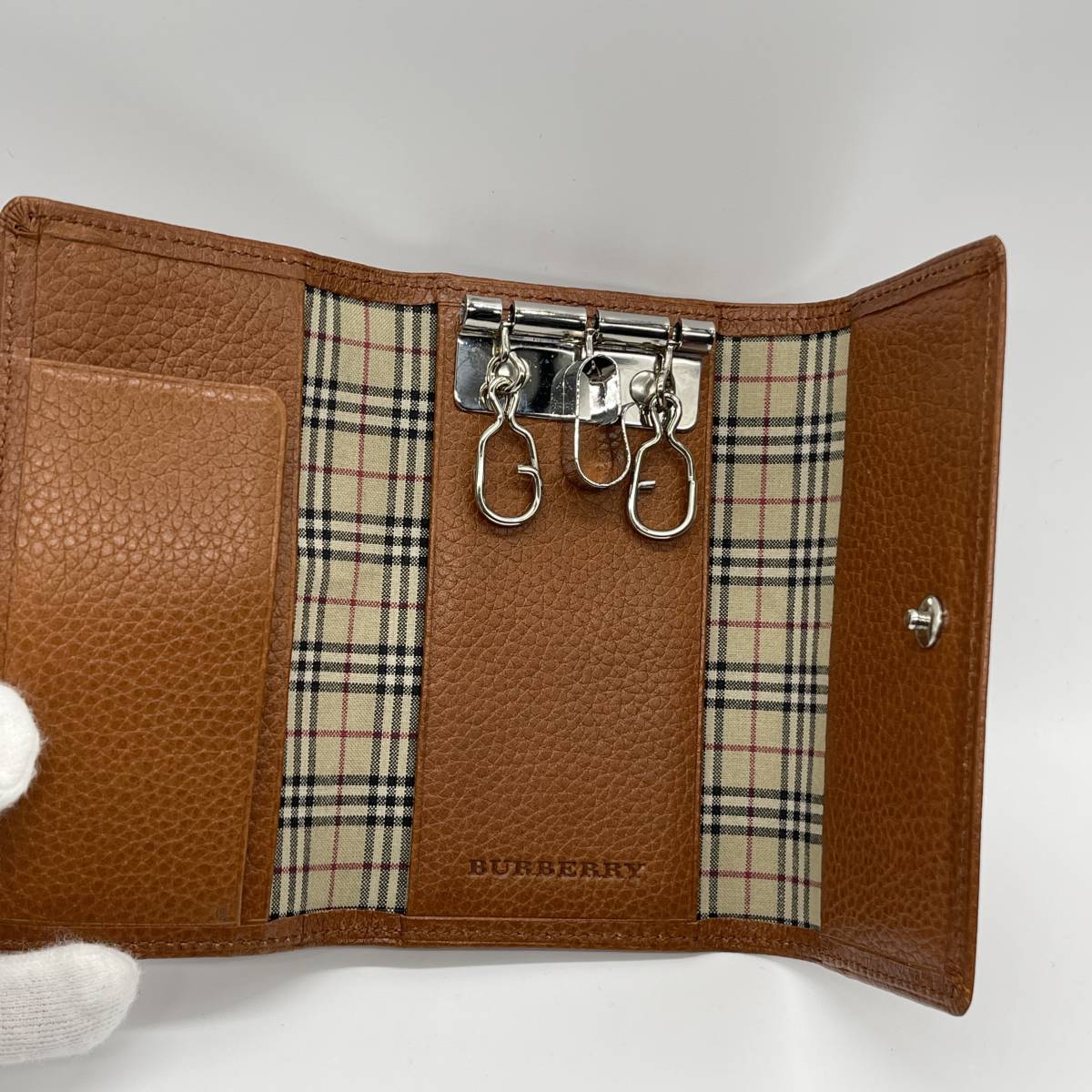 未使用品】BURBERRY バーバリー 長財布 レザー シボ革 ノバチェック 3