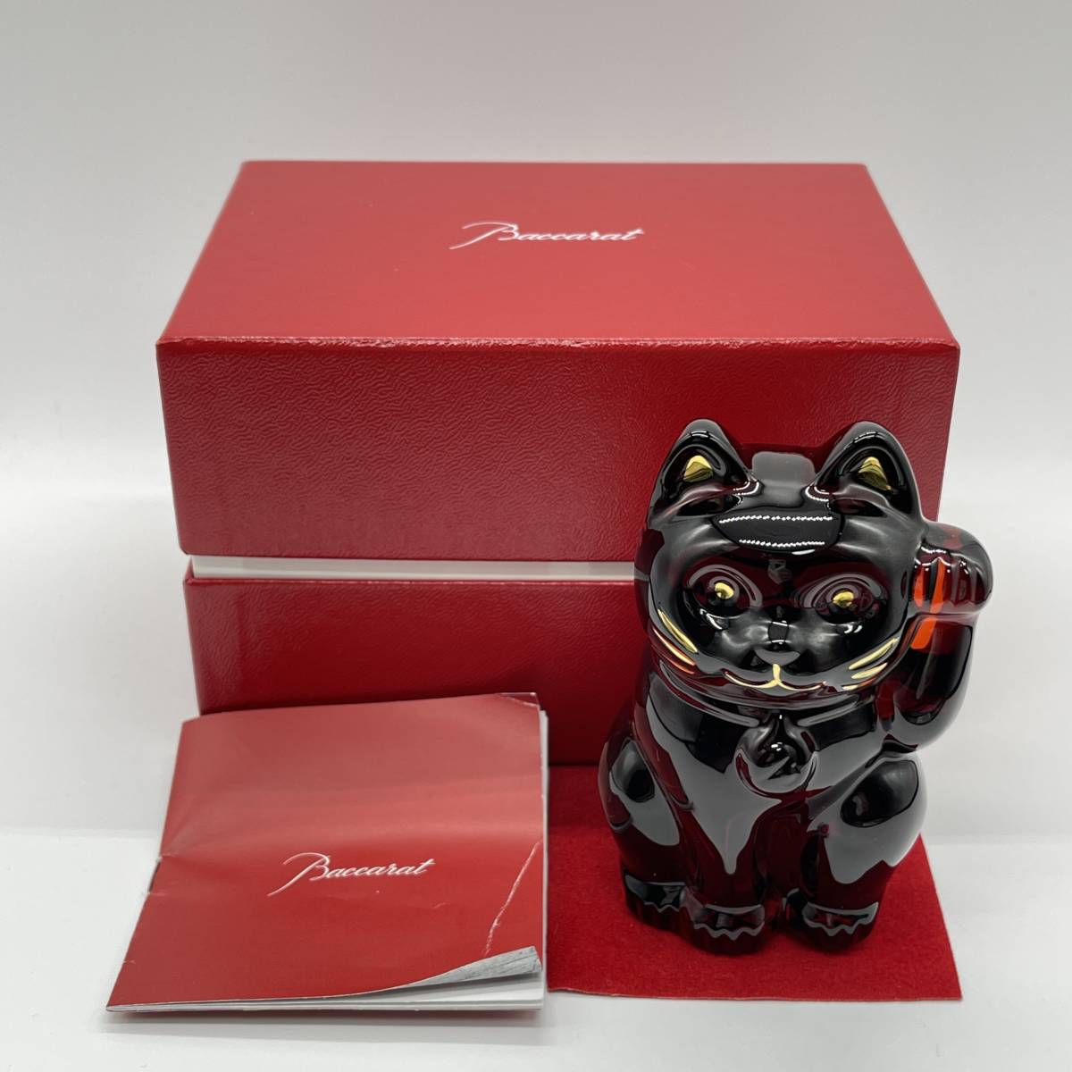 極美品】Baccarat バカラ 招き猫 まねきねこ レッド 赤｜PayPayフリマ