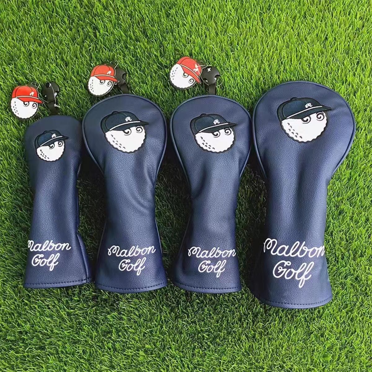 新品 Malbon golf マルボン ヘッドカバー 4点セット ゴルフカバー