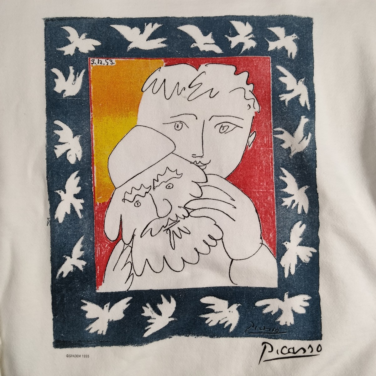 Picasso ピカソ スウェット シャツ 90年代 ビンテージ vintage ホワイト SPADEM 1995 L〜XL 絵画 sweat  トレーナー レア アート