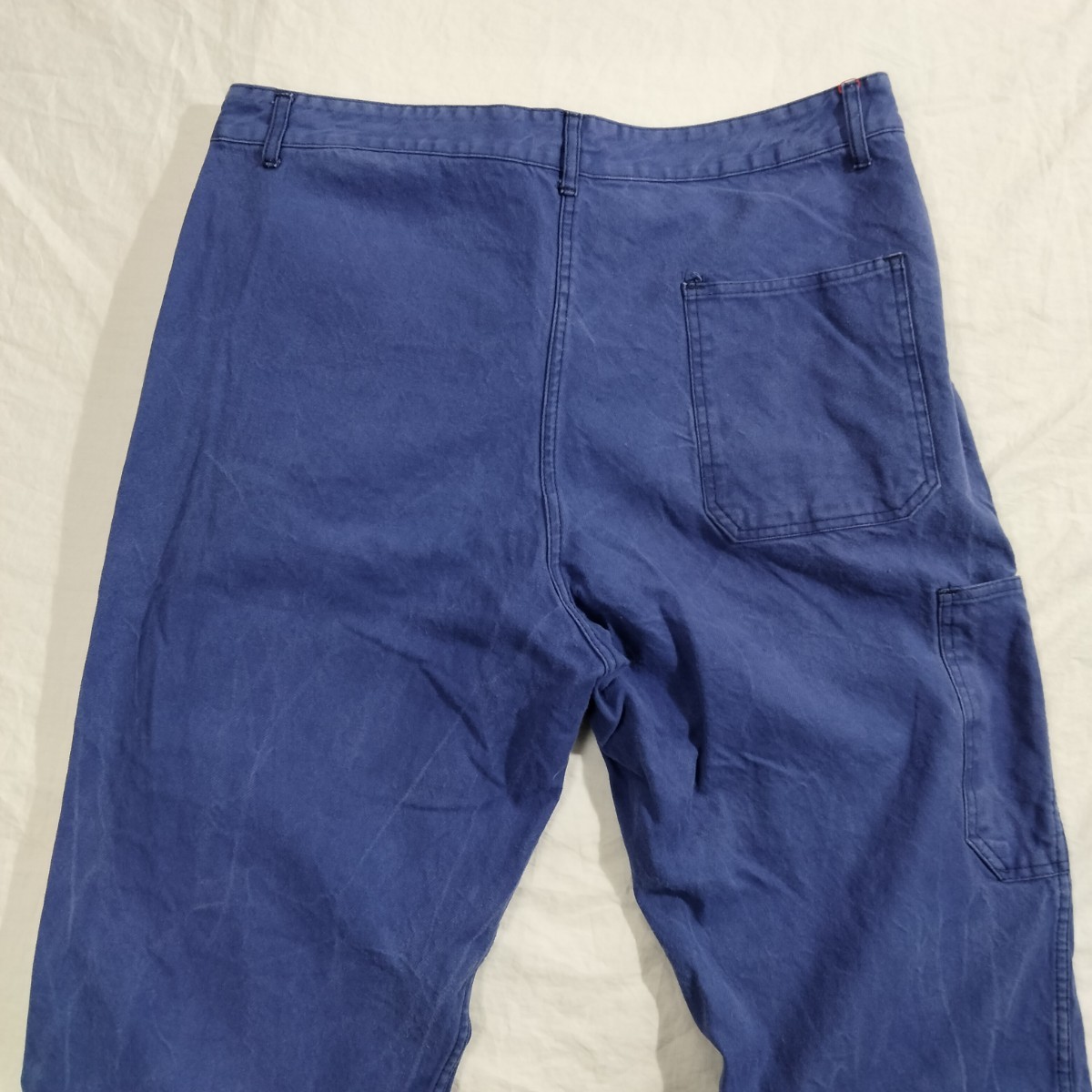 euro work pant ユーロ コットン ツイル ブルー blue パンツ ボタンフライ ユーロワーク vintage 52 38x27 fade 色落ち_画像3