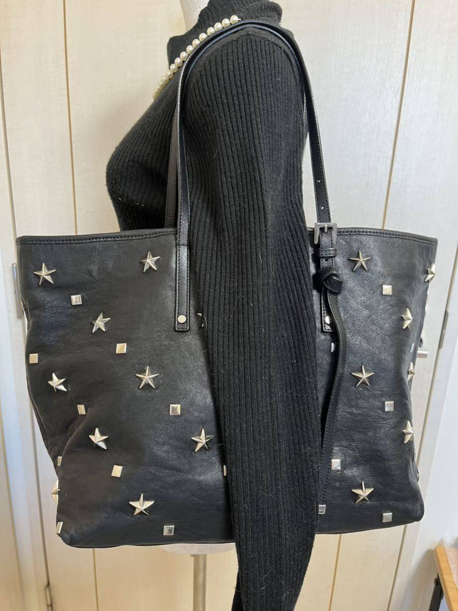 JIMMY CHOO】ジミーチュウ レザー サシャスタースクエアスタッズトート