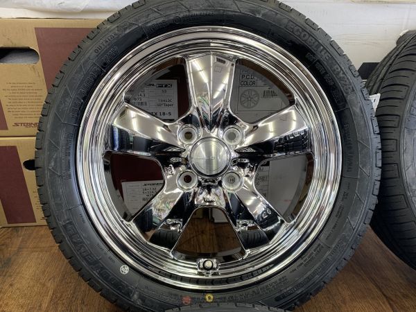 §メッキ!WEDS グラフト5S 15X4.5J+45 100-4H 未使用 エコブルー 165/55R15(165/55-15)新品付 夏 軽 N-BOX/タント/スペーシア/ワゴンR 等_人気のメッキ系！