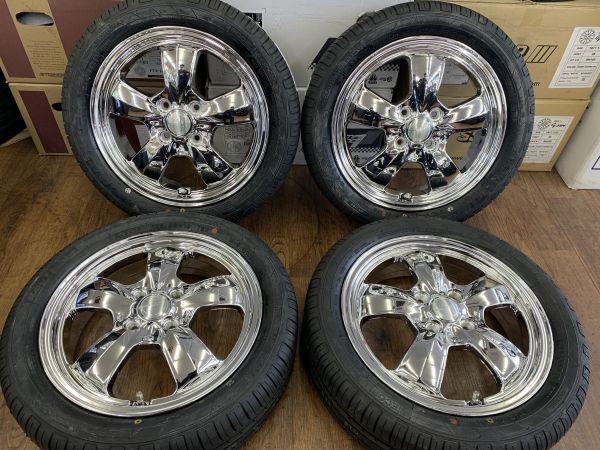 §メッキ!WEDS グラフト5S 15X4.5J+45 100-4H 未使用 エコブルー 165/55R15(165/55-15)新品付 夏 軽 N-BOX/タント/スペーシア/ワゴンR 等_未使用軽カー用セット！