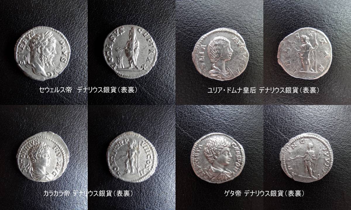 コイン】 ☆ 【古代ローマ帝国銀貨】 セウェルス帝一家・デナリウス