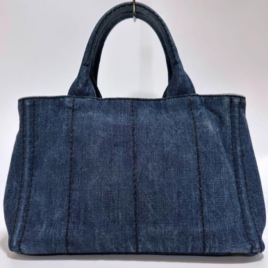 美品】プラダ カナパS トートバッグ 2way 三角ロゴ デニム ブルー