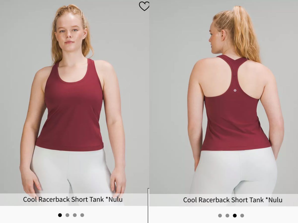 新品！完売！ルルレモン lululemon Cool Racerback Short Tank Nulu サイズ8 白_色違い