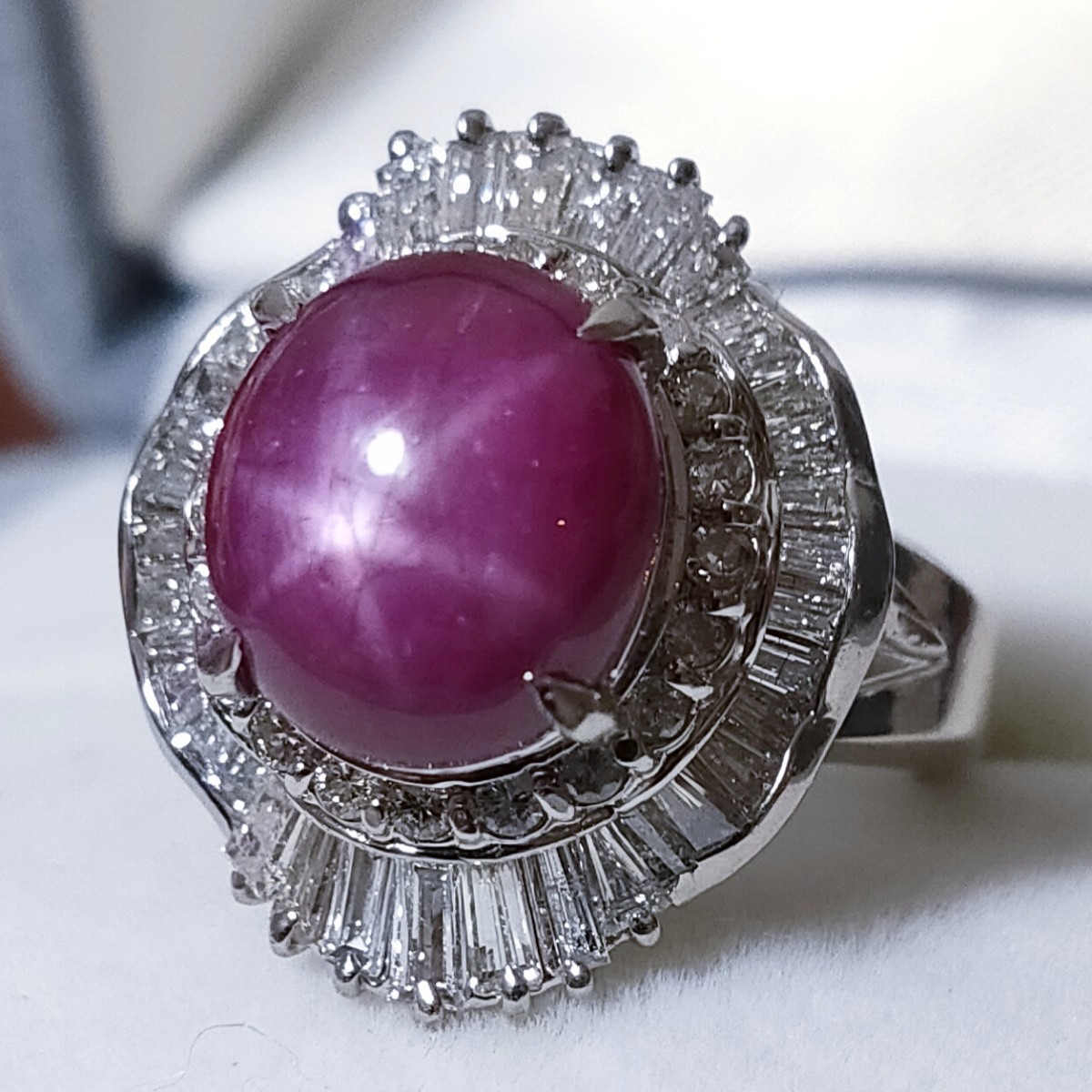 ダイヤモンド×スタールビー リング Pt900 5.785ct 1.39ct 12.5g