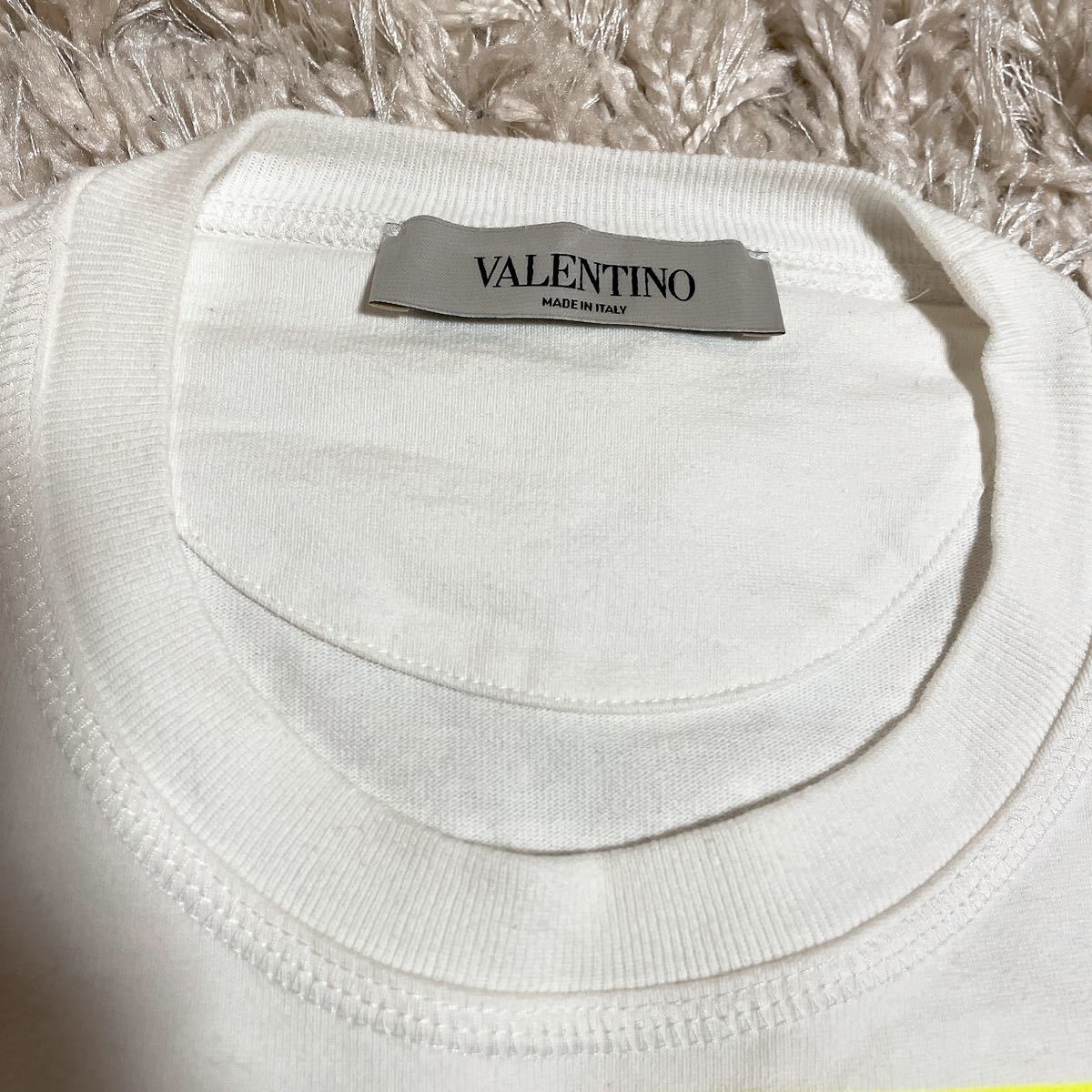 即決★ヴァレンティノ VALENTINO Vロゴプリント 半袖 Tシャツ カットソー 胸ポケット オーバーサイズ ホワイト XS 20SS 厚地コットン素材