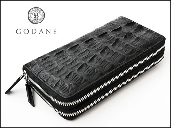 カード 本物 Wテールラウンドジッパー Dフック付長財布 8078/BKの