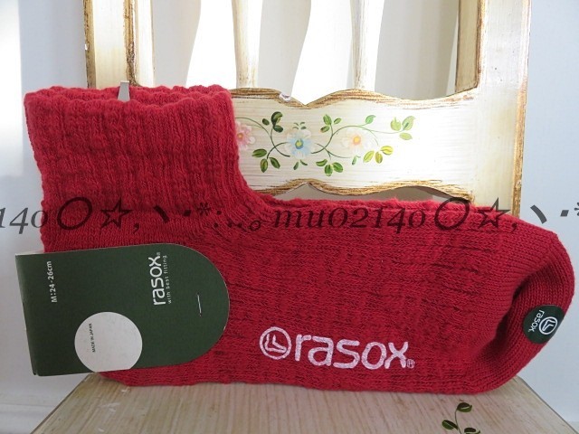 ◆新品 タグ付 rasox ラソックス ビックスラブ アンクル ソックス 靴下 M 24-26 レッド 赤 日本製 ユニセックス 送料無料◆の画像2