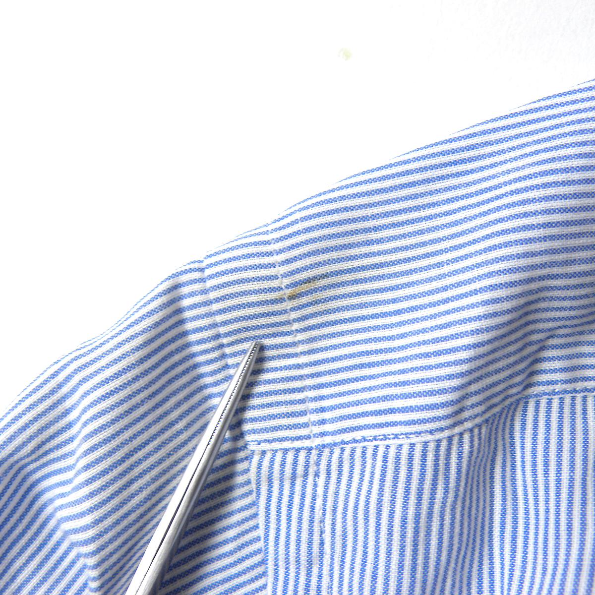 バーバリー Burberrys' コットン100% 最高級シングルニードル製法 ストライプ柄ドレスシャツ 半袖 39 ブルー 三陽商会 日本製 m0328-8の画像9