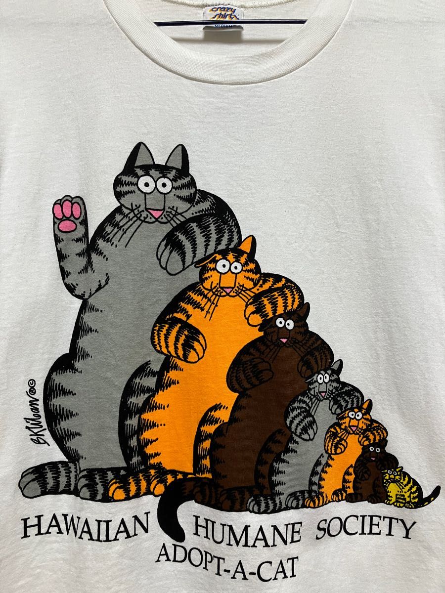 クレイジーシャツ　クリバンキャット　Ｔシャツ ハワイ　M ミディアム　メンズサイズ　ビンテージ　猫　両面プリント