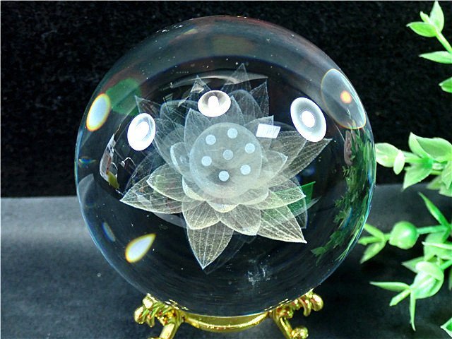 直径約:78mm超綺麗★蓮花入りK9水晶丸玉JPB1-18B57aの画像3