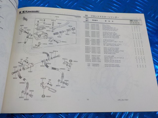 X●〇★中古　カワサキ　EX250-C　GPZ250（34）パーツカタログ　昭和62年2月3日　5-3/27（ま）_画像5