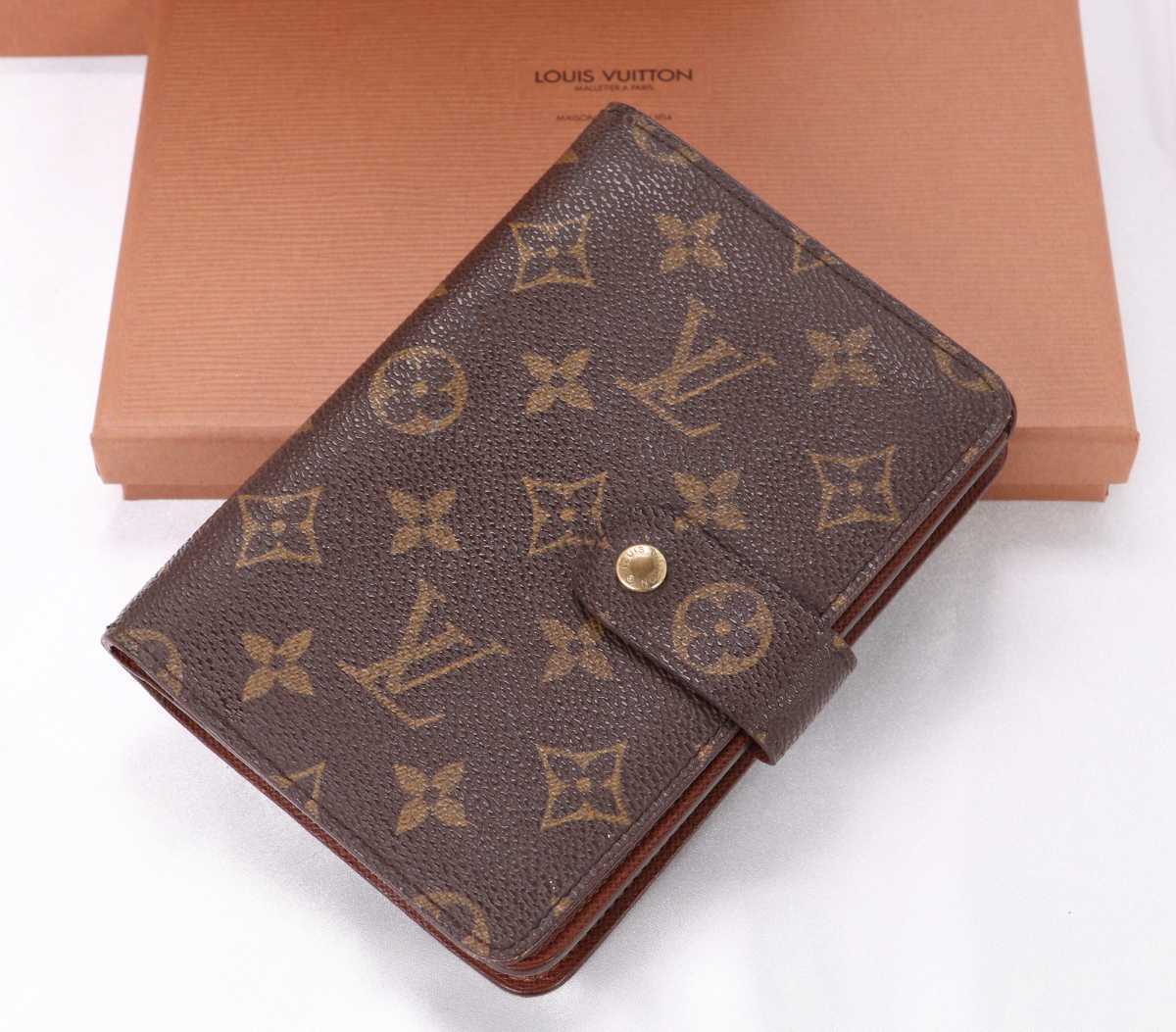 CC93 ルイヴィトン LOUIS VUITTON 廃盤レア ポルトパピエジップ モノグラム キャンバス 二つ折り財布 SP0012 紙箱 紙袋  正規品 France 中古