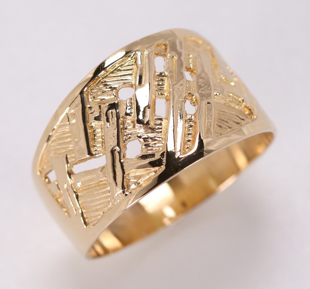 CC99 デザインリング K18 YG 13号 3.3g 18金 透かし 指輪-
