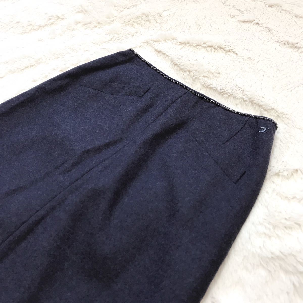 美品 希少 CHANEL チェーン ココマーク カシミヤ シルク ヴィンテージ