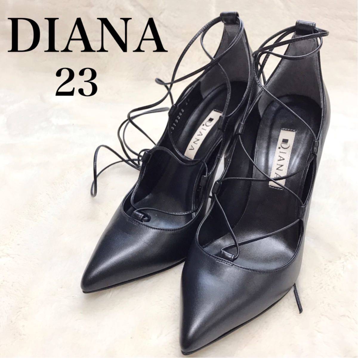 高品質】 リボン ダイアナ DIANA 美品 レースアップ 靴 ハイヒール