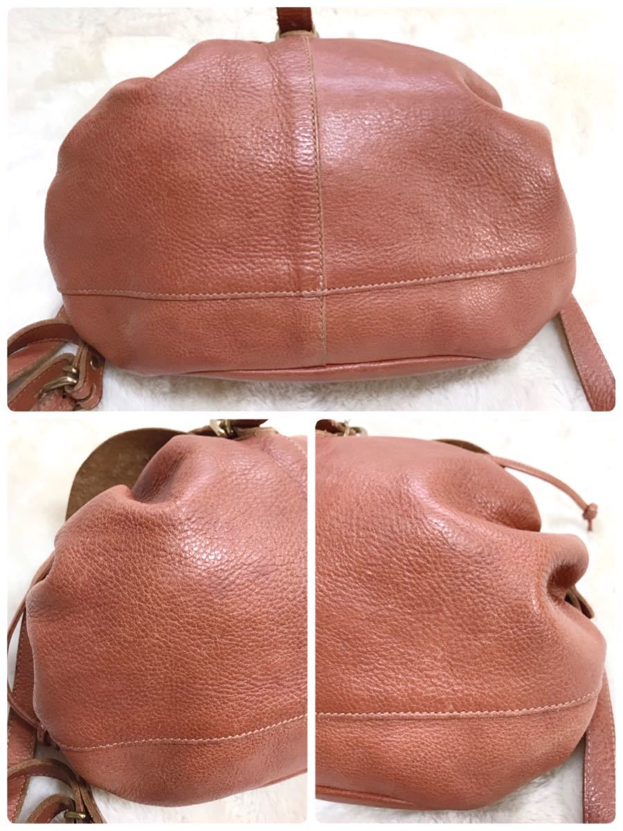 美品 IL BISONTE イルビゾンテ ギャザー ヤキヌメ ショルダーバッグ 斜